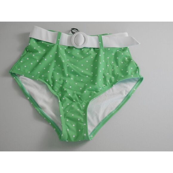 Unique Vintage Apple Mint & White Pin Dot Swim Bikini Bottoms MEDIUM - Picture 3 of 6